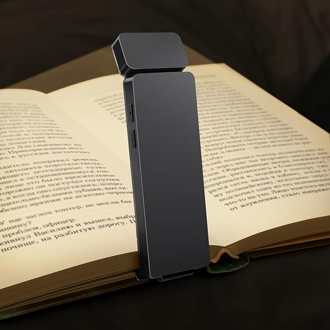 Reading Light, Book Light for Reading in Bed, USB Rechargeable Book Reading Light Clip-on LED Bookmark Lamp with 3 Amber Colors & 5 Brightness Dimmable for Book Lovers, Kid Black