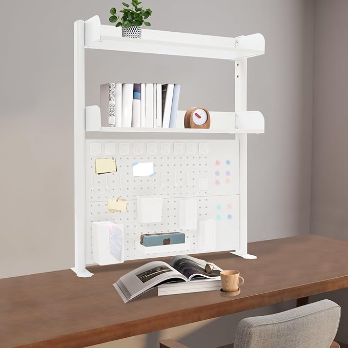 Pegboard Clamp On Desk Bookshelf, Portable Adjustable Desktop Bookshelf, Adjustable Shelf Desk Organizer,31.5 * 37.4In Pegboard, Home Office Dorm