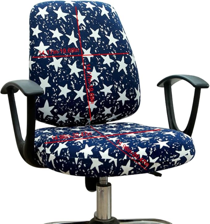 VIOKKO Office Chair Cover Stretchable Computer Desk Chair Seat Covers Anti-Dust Universal Split 2 Piece Rotating Swivel Chair Slipcover Protector (Star)