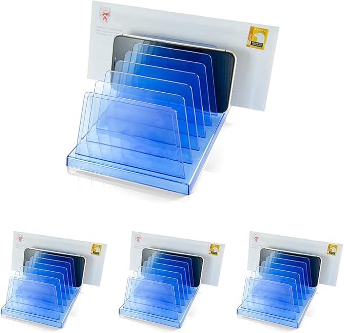 Officemate Blue Glacier Standard Sorter, 7 Compartments, Transparent Blue (23214) (Pack of 4)