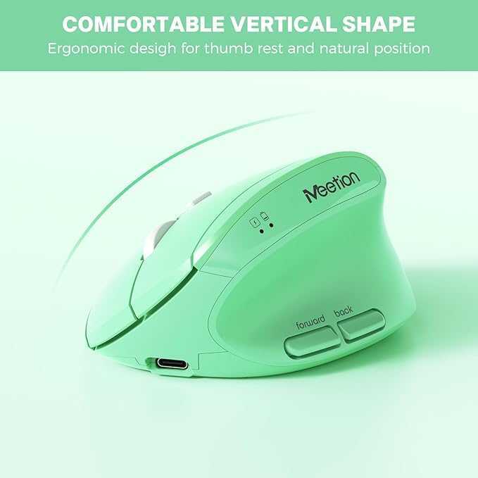 MEETION Ergonomic Keyboard and Mouse, Wireless Keyboard with Vertical Mouse, Split Curved Keyboard with Wrist Rest, Natural Typing USB Receiver Rechargeable Full Size, Windows/Mac/PC/Laptop, GN