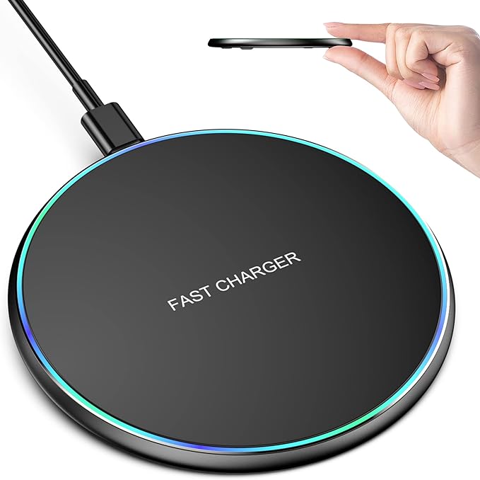 Wireless Charger Compatible with iPhone 17 16 15 14 13 12 11 Pro Max/Mini/Plus/XR/X/8, 15W Max Fast Wireless Charging Pad Mat for Samsung Galaxy S23/S22/S21/S20/S10, Galaxy Buds