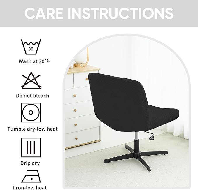 Lavish Cover Water Resistant Criss Cross Chair Cover, Jacquard Fabric Elastic Office Chair Cover,Wide Comfy Desk Chair Cover,Armless Chair Cover Protects Chair Stains and Wear(Jacquard:Black,No Chair)