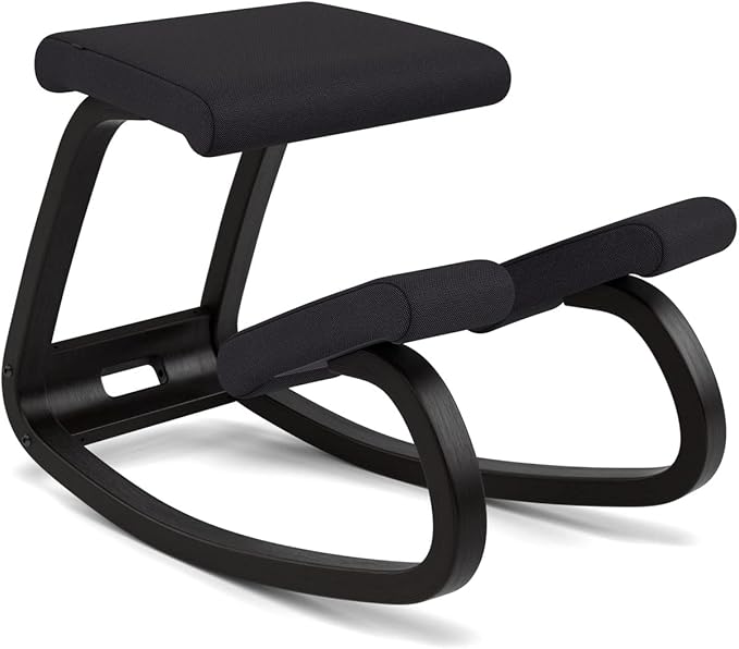 Varier Variable Black/Black Ergonomic Office Kneeling Chair for Desk – Back Pain Relief, Rocking Seat for Home, Study & Posture Support – 10 Year Manufacturer Warranty