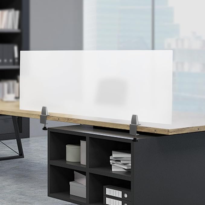 Desk Privacy Panel, Desk Divider, Desks Partition, Frosted Acrylic Desktop Privacy Panel with Stable C-Clamp for Home Office School Retail Clinic (1Pcs, 47 * 18 * 2in)