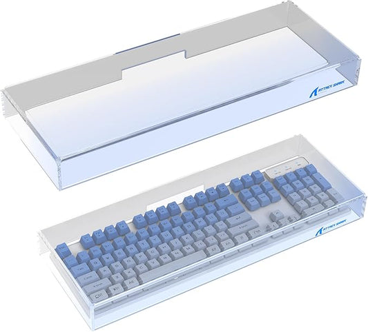 Attack Shark KC04 Acrylic Clear Transparent Keyboard Cover(17.4 * 6.5 * 1.9 inch) with Dustproof Waterproof Anti-hit Anti-cat Protective Case for Standard 104 Key Mechanical Gaming Keyboard Blue