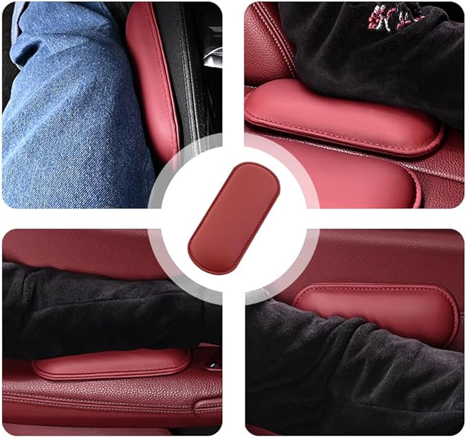 Stacool 2PCS Car Door Armrest Pads,Soft Leather+Memory Foam Car Knee Pads for Arm Support&Protect Elbow and Knee,Universal Car Elbow Pads Car Accessories Interior for Most Vehicles (Red)