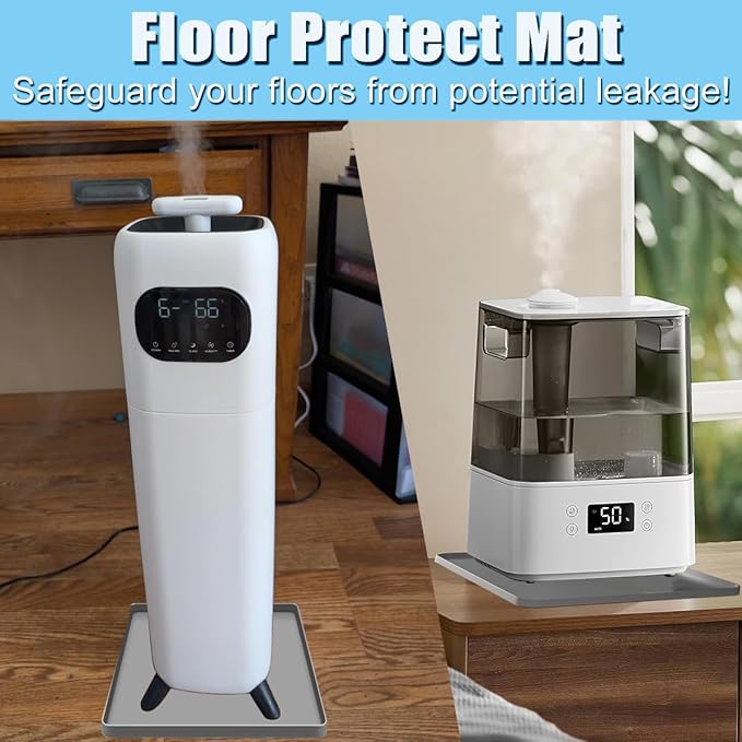 Humidifier Mat Humidifiers Drip Pan for Room Leaks, Silicone Mat for Bedroom Humidifiers with Raised Edge, Humidifier Tray Floor Mat Table Pad, Non-Slip Waterproof Pan Size 17"x15"