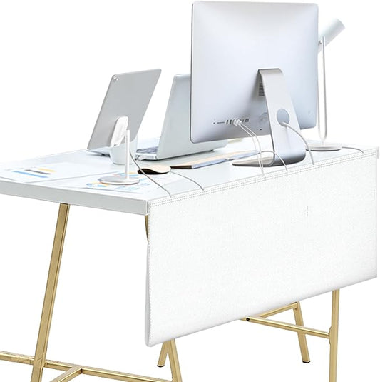 48" Under Desk Privacy Panel White Self-Adhesive Modesty Panel with Wire Pocket for Cable Management Organizer Heavy Duty Desk Skirt - Office Home or Standing Workstation Concealer Shield