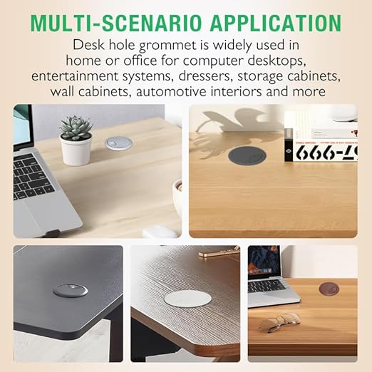 EASYEAH 2 Pcs Desk Grommet 2-1/16" / 53 mm, Desk Cord Hole Cover, Cable Grommet ABS Plastic, Desk Hole Grommet for Home & Office Pc, Detachable Adjustable Cable Cord Organizer-Light Grey