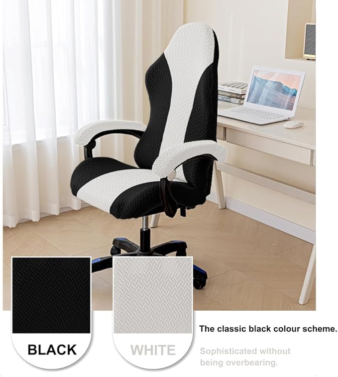 Gaming Chair Cover - Stretchable Machine Washable Fabric Computer Chair Seat Slipcovers Fits Most Office/PC Chairs & Racing Style Seats (NO Chair),Black a