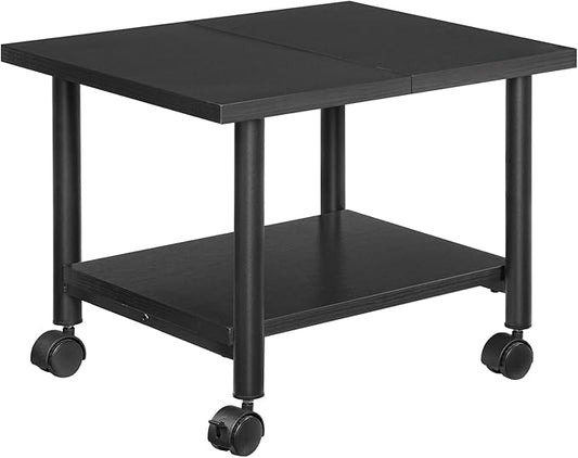HOOBRO Printer Stand, 2-Tier Industrial Under Desk Printer Cart with Shelf, Mobile Heavy Duty Storage Rack on Wheels for Home, Office, Black BB02PS01G1