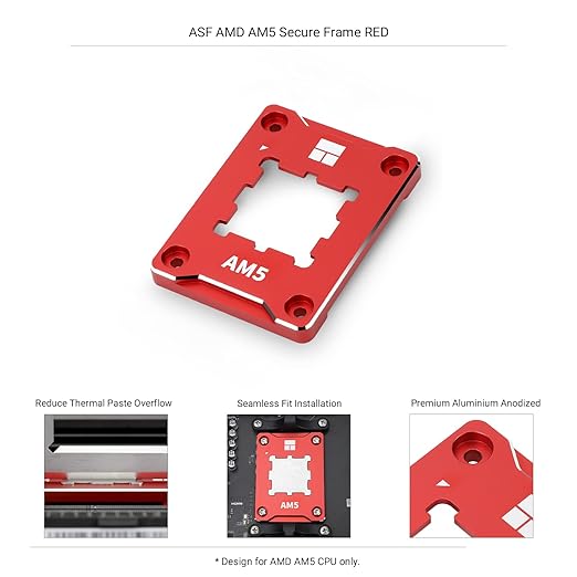 Thermalright ASF-RED AM5 CPU Holder, Corrective Anti-Bending Fixing Frame, AM5 Full-fit Fixed Non-Marking Mounter, AM5 Anti-Bending Contact Frame, CPU Cooler Standard