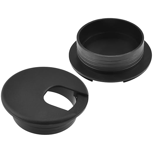 2 Inch Desk Grommet, 6 Pcs 2 Inch ABS Plastic Cable Hole Cover, Tidy Cable Hole Cover Organizers for Office PC Computer Desk Cord Management (Black)
