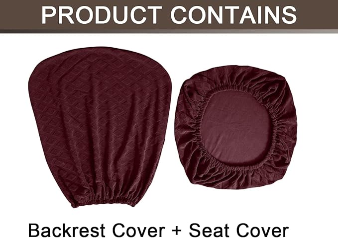 Office Chair Cover Universal Rotating Chair Slipcovers Stretch Removable Protector Computer Chair Seat Cover (Wine Red, Chair Seat Cover + Backrest Cover)