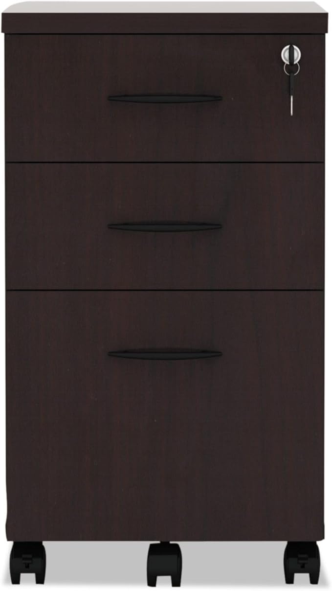Alera ALE Valencia Mobile B/B/F Pedestal File, 15 7/8w x 20 1/2d x 28 3/8h, Mahogany
