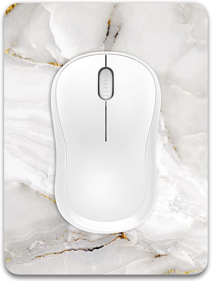 Dapesuom Small Mouse Pad, 6 x 8 Inch Thick Rubber Premium-Textured Non-Slip Portable & Washable Mini Mouse Mat for Women Men Wireless Laptops Keyboard Tray Gaming Computer Office Travel, White Marble