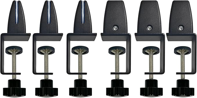 Sneeze Guard Support Clips for 1/8" to 0.51" Thick Panel, Adjustable Desk Divider Clips, Aluminum Desk Partition Clamp, Acrylic Plexiglass Partition Clips Black, Desk Privacy Panel Clamps 6 Pack