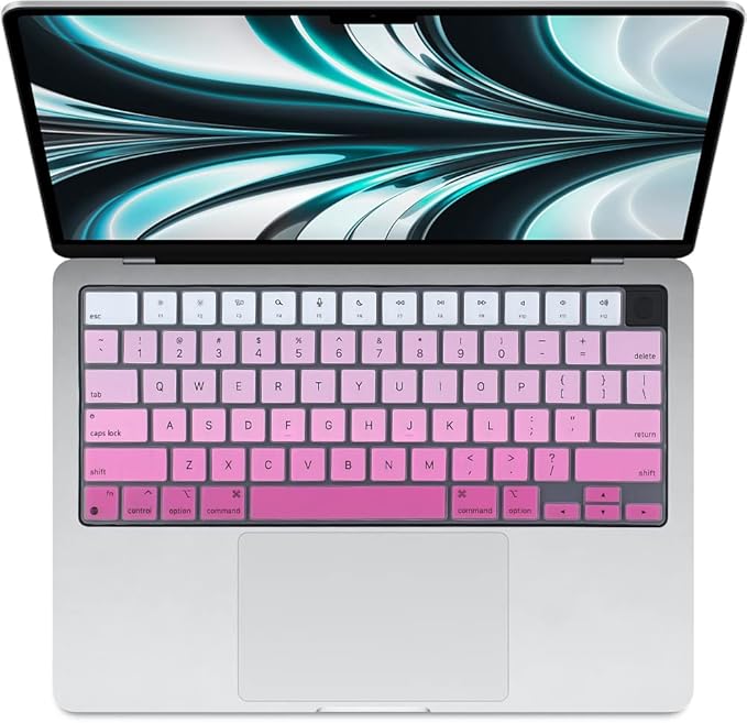 ProElife Keyboard Cover Skin for 2026-2022 MacBook Air 13.6 inch 15.3 inch M5 M4 M3 M2 Chip U.S Enter Silicon Protector for MacBook Air 13'' 15'' M5 M4 M3 2026 2025 2024 2023 Accessory (Ombre Pink)