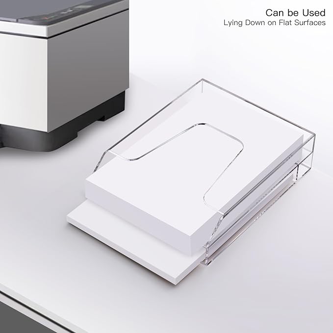 YUXUN Acrylic File Folder Holder, Vertical File Storage, Clear Desktop Organizer, 2 Pockets