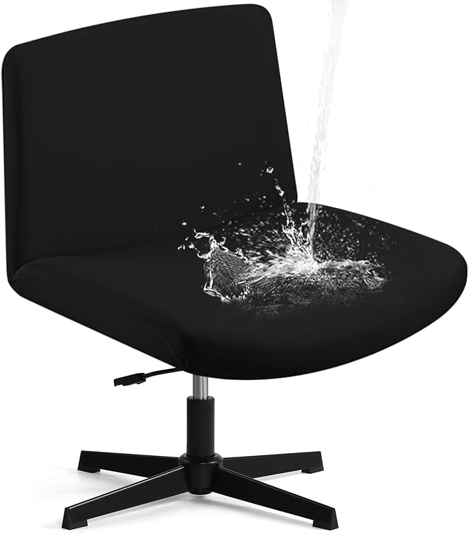 Fuloon Criss Cross Chair Cover, Waterproof, Stretchable, Solid, Suited for Armless/Office/Desk/Mid Back Wide Seat/Computer/Task/Vanity/Accent Chair (Black)