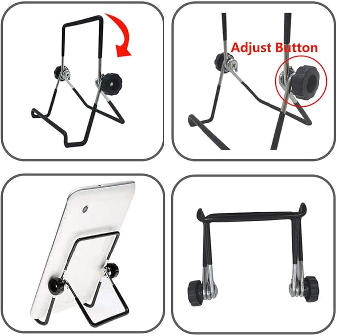 VOVIGGOL Adjustable Tablet Stand Holder 2 Pack, Non-Slip Foldable Holder Cradle Fit for 9-12.9" Tablets, iPad, Samsung and Kindle Fire, Display Stand Picture Frame Stand for Photos (2 Large Black)