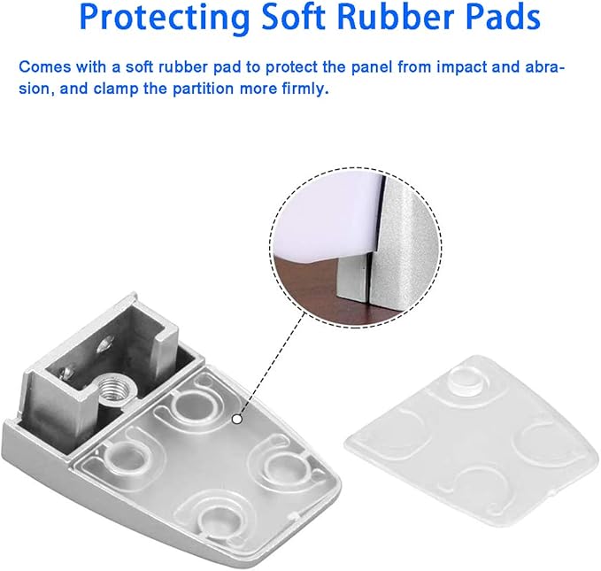 20 PCS Office Desk Partition Support Bracket,Desk Divider Clamp Brackets Shelf Clip Clamp Holder Screen Clip Holders,Desk Privacy Screen Clips Clamps Sneeze Guard Bracket Support 0-1/2" Panel