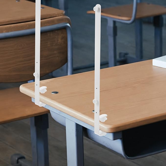 BESPORTBLE Adjustable Over The Table Rod Stand for Pegboards, Folding & Height Adjustable Desk Mount for Shelves and Workbenches, 2pcs White Organizer Holder