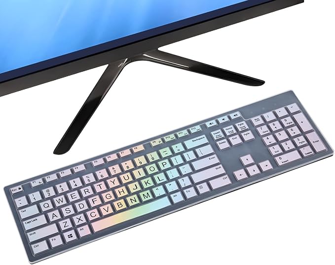 Keyboard Cover for Dell KM636 Wireless Keyboard & Dell KB216 Wired/Dell Optiplex 5250 3050 3240 5460 7450 7050/Dell Inspiron AIO 3475/3670/3477 All-in One Desktop Keyboard Cover Skin, Colorful Rainbow