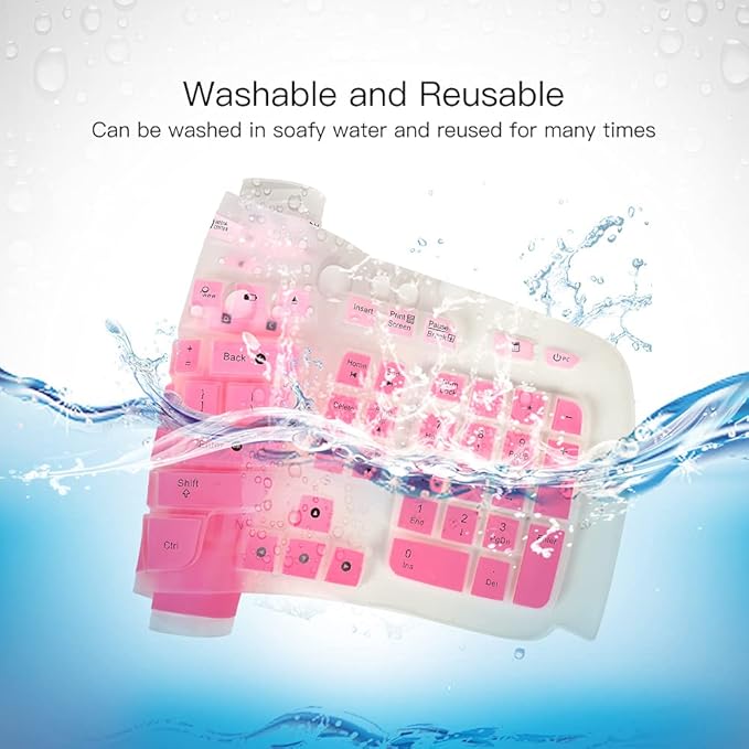 Keyboard Cover for Logitech K350 MK570 MK550 Keyboard Cover Skin for Logitech K350 MK550 MK570 Wireless Wave Keyboard Skin Protector Accessories, Ombre Pink