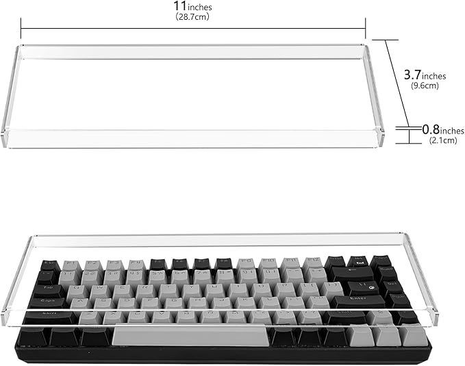 GEEKRIA Premium Acrylic Keyboard Cover for 60% Compact 61 Key Keyboard, Compatible with Razer Huntsman Mini, RK Royal KLUDGE RK61 (Transparent)