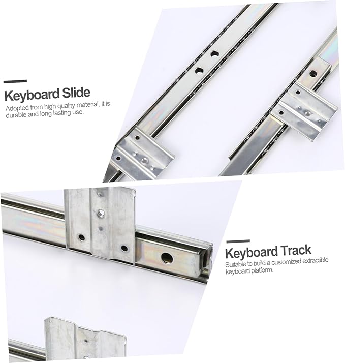 Outanaya 13.77 Inch Bearing Keyboard Slide Rails Soft-Close Under Desk Drawer Slides for Custom Keyboard Tray Mount with Ball Bearing Design