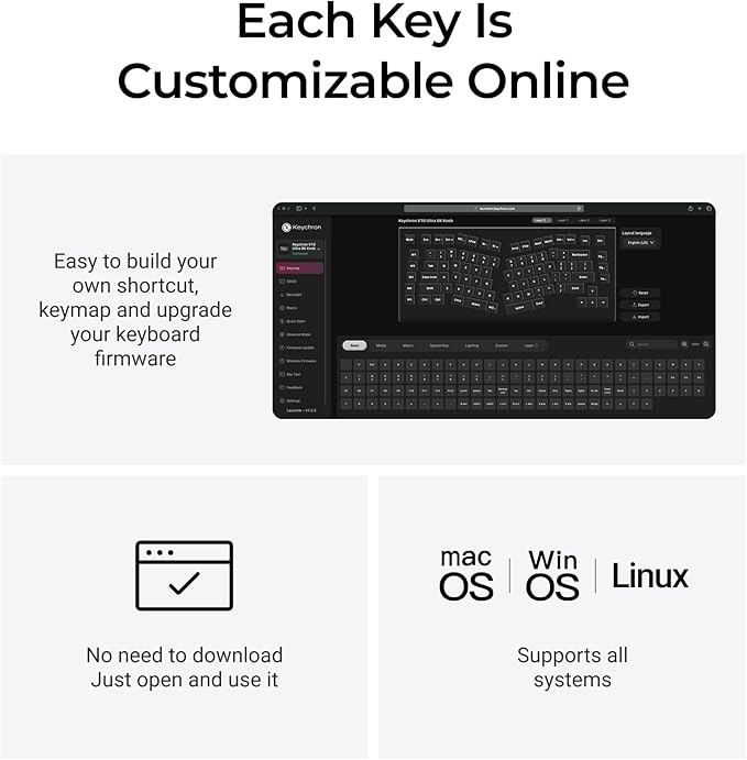 Keychron V10 Ultra 8K Wireless Mechanical Keyboard, 75% Alice Ergonomic Layout, 8000Hz 2.4GHz/Bluetooth 5.3/USB-C Wired, Hot-Swappable ZMK Custom Keyboard with Knob for Mac & Windows