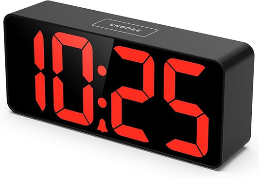 Welgo 7.5 Inches Oversized Digital Alarm Clock for Seniors & Visually Impaired, Simple Setup, 0-100% Dimmer, Adjustable Volume, USB Charging Port, Snooze, Outlet Powered for Bedroom