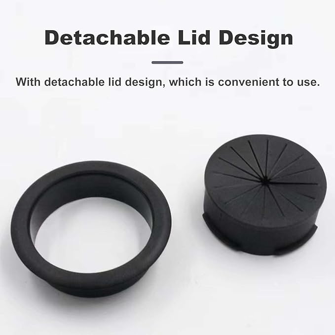 2 Pack 2 Inch Flexible Desk Grommet, ABS Cable Hole Cover for Home Office Table Wire & Cord Management- Black
