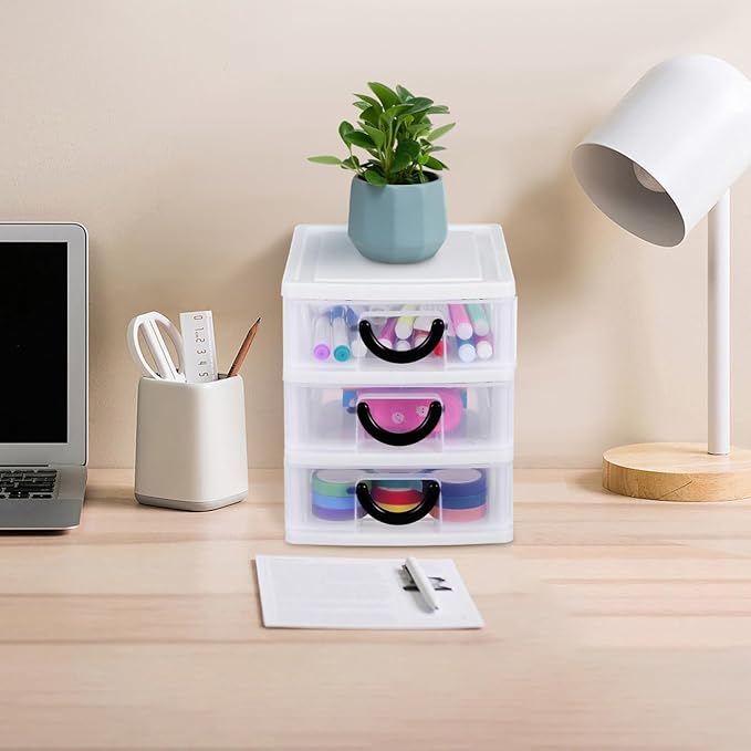 SEWACC Mini Plastic Drawers Organizer Clear Desktop Storage Drawers Containers for Home Office