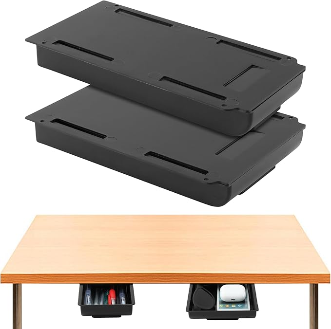 2 Pack Under Desk Drawer Organizer,Under Desk Drawer,Under Desk Storage Drawers,Desk Drawer Attachment,Desk Drawers Under Desk,Desk Side Storage,Attachable Desk Drawer(COLOR:black)
