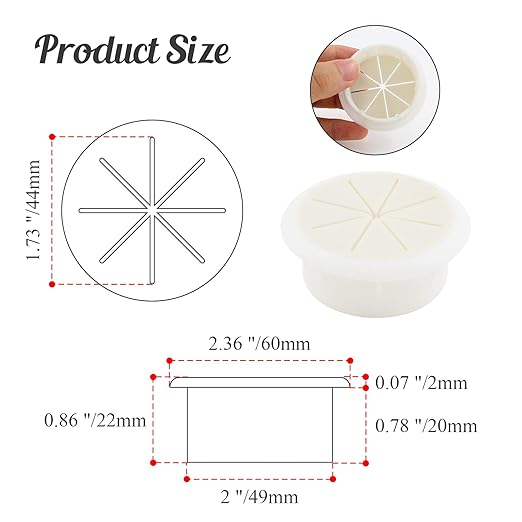 2pcs 2 Inch Cable Grommet, Flexible Desk Grommet, Cable Cord Hole Plug Wire Hole Cover for Desk, Table, Wire Pass Through (White)
