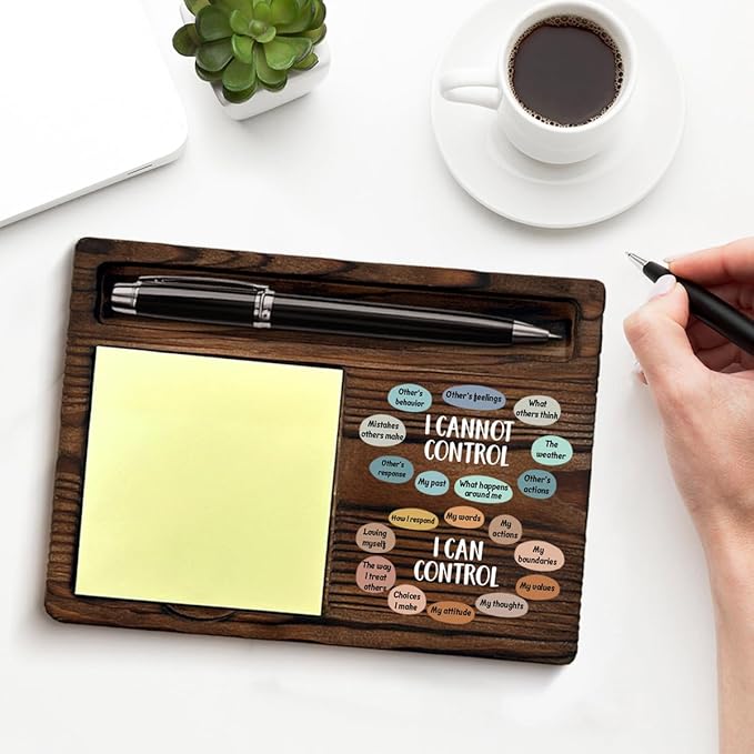 Motivational Mental Health I Can Control I Cannot Control Sticky Note Holder Inspirational Therapy Gifts Post It Note Dispenser for Therapy Office Desk Decor