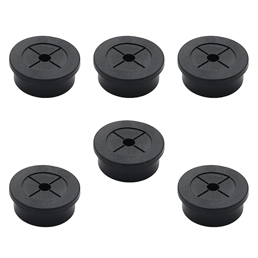 6 Pcs 28mm / 1-1/8 Inch Black Cable Cord Grommets, Rubber Desk Grommets for Table Computer Desk Wire Organizer TV Console and Other Furnitures Cover