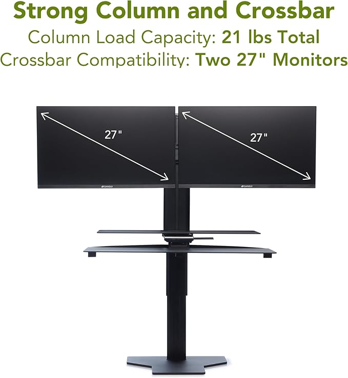 Perfect POSTURE Sit2Stand Standing Desk Converter with Dual Monitor Mount – 18” Height Adjustable Sit-Stand Workstation – White
