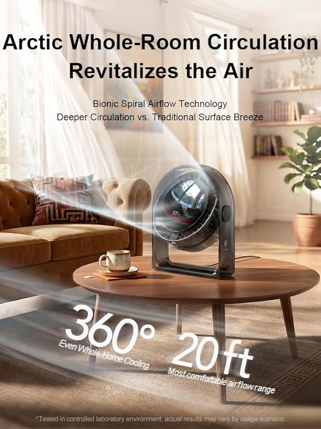 2026 New Desk Fan, Quiet Air Circulator Mini Fan for Bedroom, Portable Smart Display USB Fan, 4 Speeds Strong Airflow, 120°Tilt, Small Desktop Table Fans For Office Bedside Room, Translucent Black