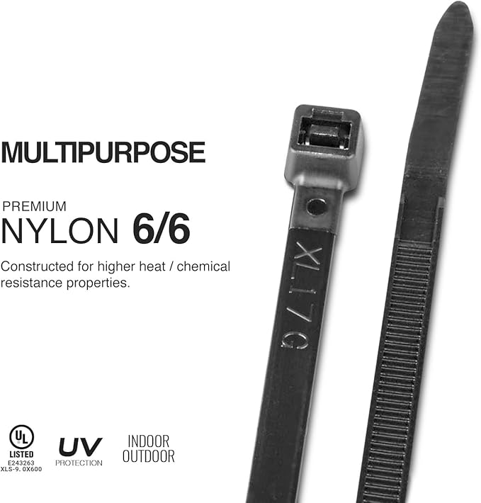 TR Industrial Multi-Purpose UV Resistant Black Cable Ties, 24 inches, 50 Pack