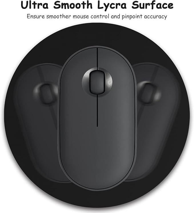 Dapesuom Small Mouse Pad, 6 x 6 Inch Thick Rubber Premium-Textured Non-Slip Portable & Washable Round Mini Mouse Mat for Women Wireless Laptops Keyboard Tray Gaming Work Computer Office Travel, Black