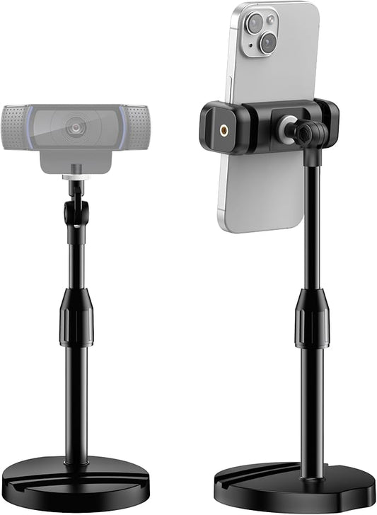 InnoGear Webcam Mount for Desk, Table Telescopic Webcam Stand with Phone Holder for Camera Webcam C922 C930e C920S C920 C615 C960 C920x BRIO 4K NexiGo N60, Right Light, GoPro with 1/4" Thread