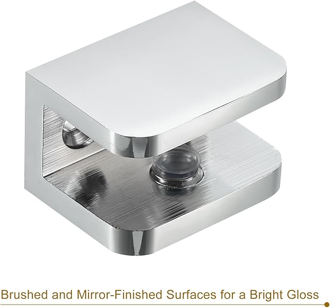 uxcell Glass Shelf Clamp, 4Pcs Brass Glass Clamp for 10-12mm Thick Glass, Adjustable Glass Shelf Bracket Support Holder, Silver