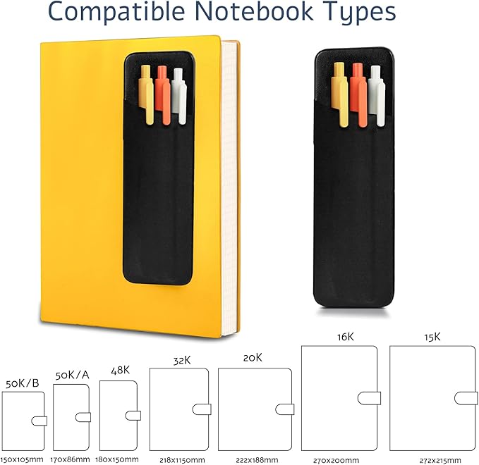 Epessa Stick-On Pen Holder for Notebook, Adhesive Pencil Sleeve Pouch for Hardcover Journals, Planners, Notebooks, Reusable Pen Pocket Organizer Easy to Remove (1 Pack)