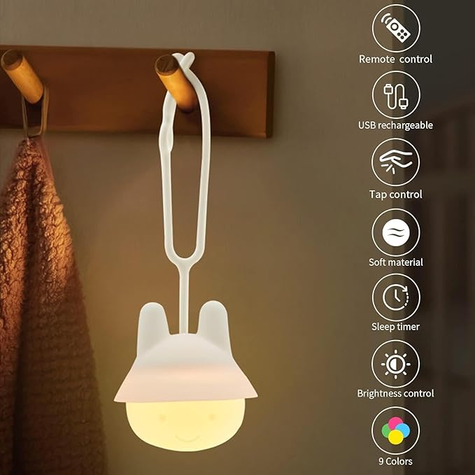 ShaArkMango Kids Penguin Night Light, 9 Colors, Battery Operated, Safe Silicone Material, Perfect for Nursery, Bedroom, and Playroom
