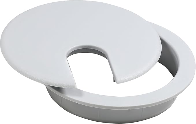 10 Pack Rok Hardware 3" (76mm) Gray Round Computer Desk Table Port Wire Cable Cord Organizer Hole Cover Grommet, ROKRG3G