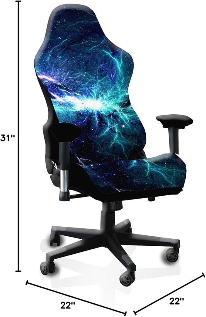 Gaming Chair Covers Slipcovers, 3D Printing Stretchable Elastic Computer Reclining Gaming Chair Seat Cover with Armrest Cover (No Chairs)(H)